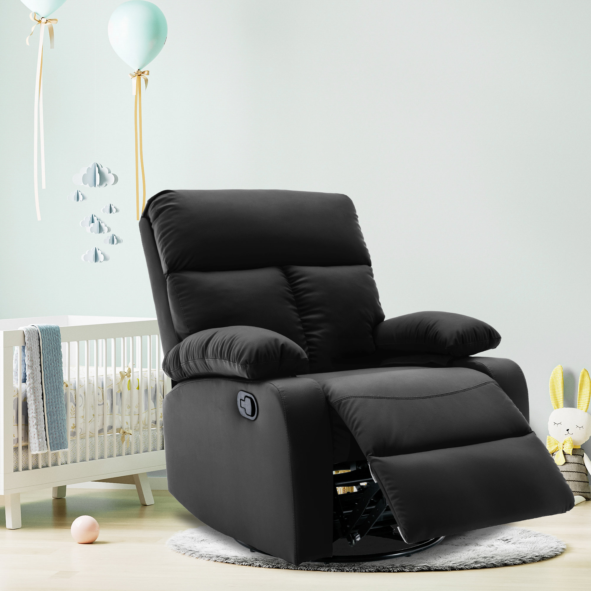 Grey rocker recliner for nursery best sale